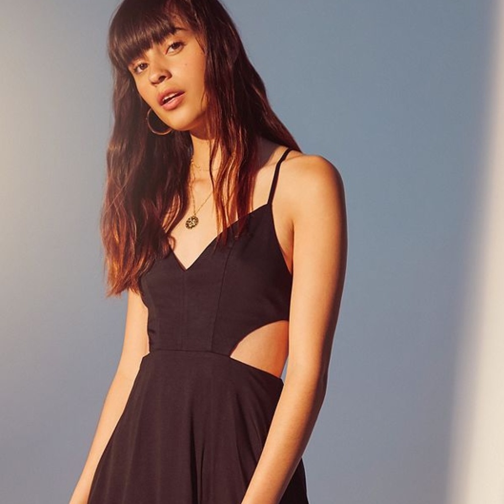 UO Marguerita Cut-Out Mini Dress in Black